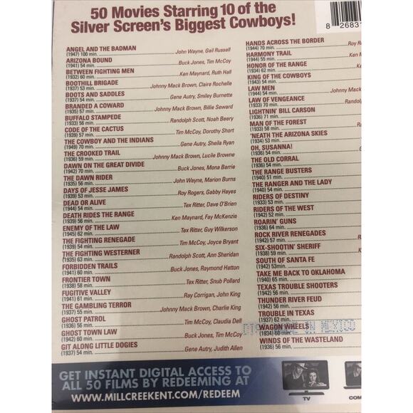 Cowboy Legends 50 Movie Collection DVD Set + Digital John Wayne Roy Rogers NEW - Picture 6 of 9